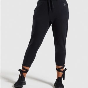 Woman’s Black Gymshark Waisted Jogger Tie Ankle Size XS